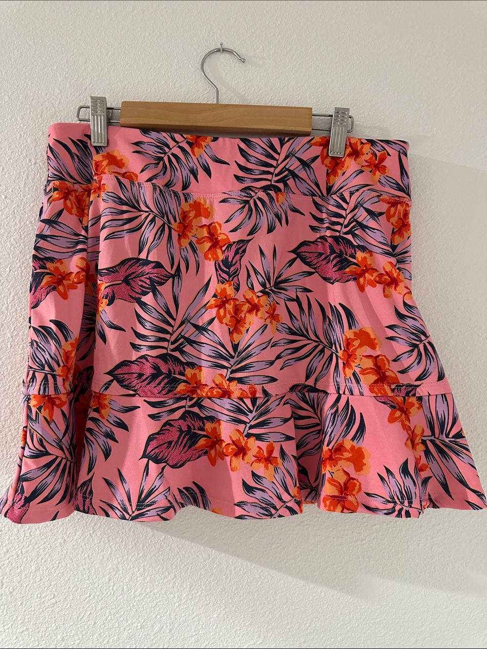 Tommy Bahama Pink Floral Mini Skirt with Orange Accents